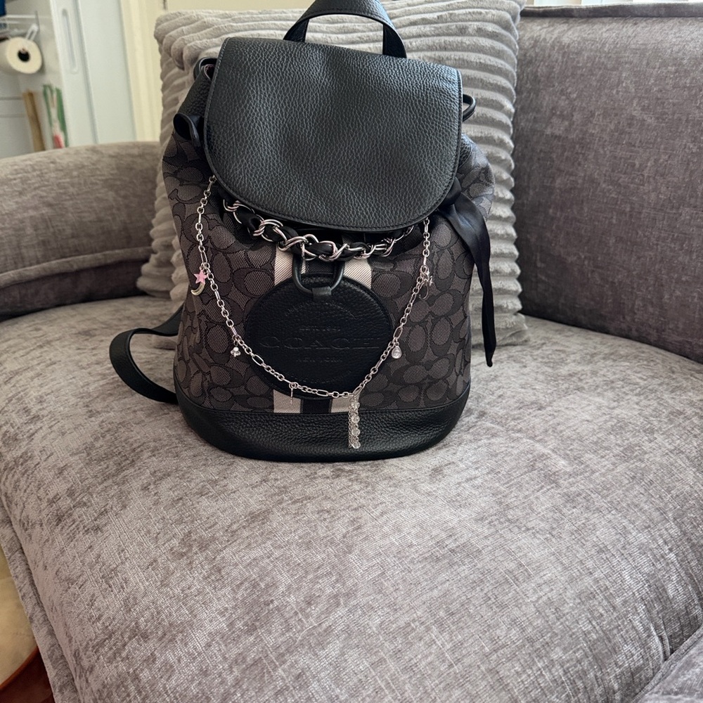 Coach Dempsey Black and Gray Signature Backpack - Picture 3 of 11